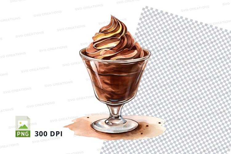 Chocolate ice cream in a glass cup mockup example image 1