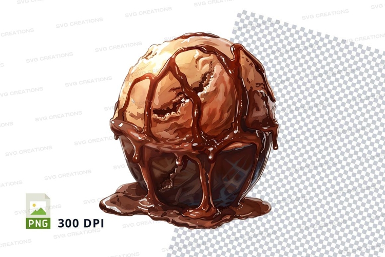 Chocolate drizzled ice cream ball clipart png