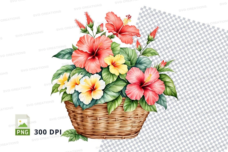 Hibiscus flower basket clipart png
