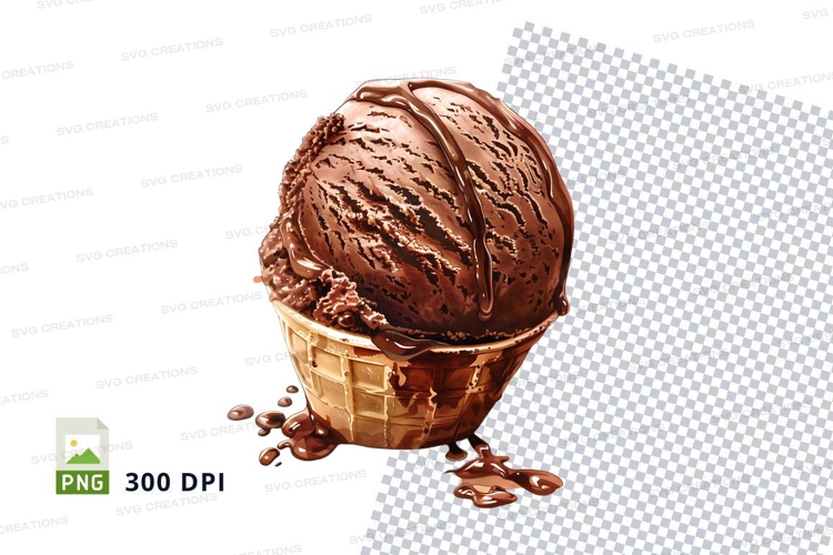 Chocolate ice cream in waffle cone mockup