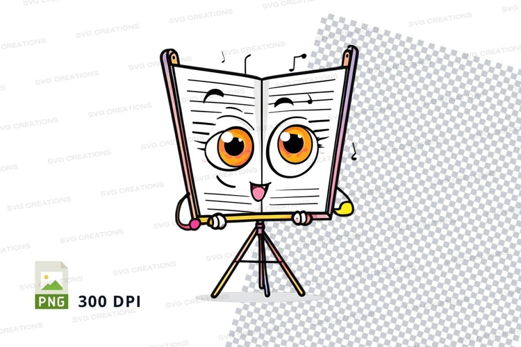 Cartoon open book with face mockup