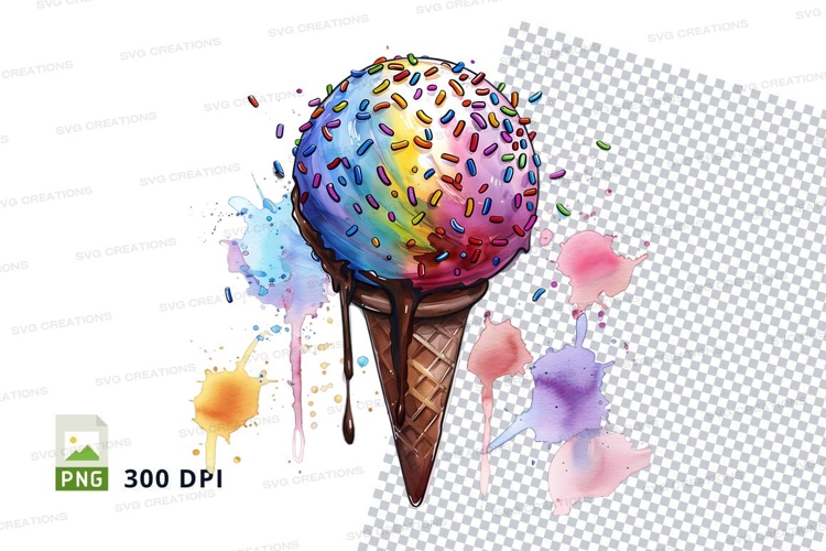 Rainbow ice cream cone mockup