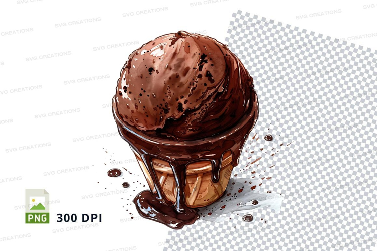 Chocolate ice cream scoop in cone mockup