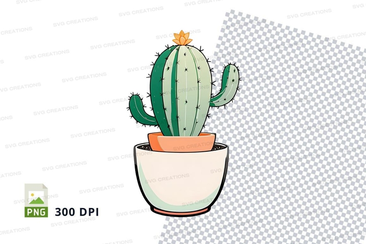 Illustrated cactus in pot clipart png