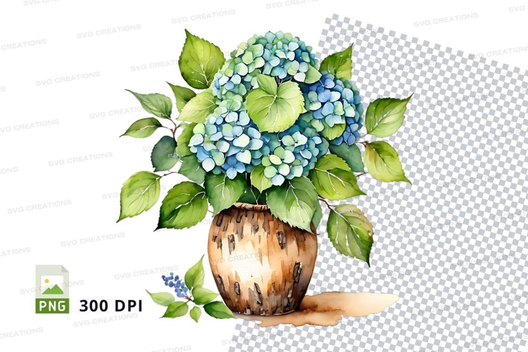 Hydrangea flower pot clipart png
