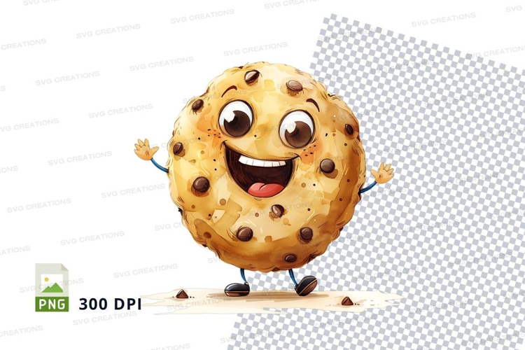 Cartoon chocolate chip cookie character clipart png