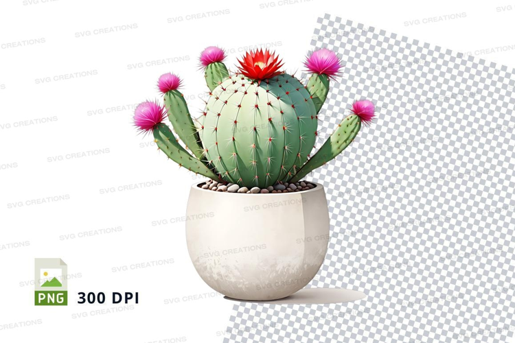 Cactus in white pot mockup