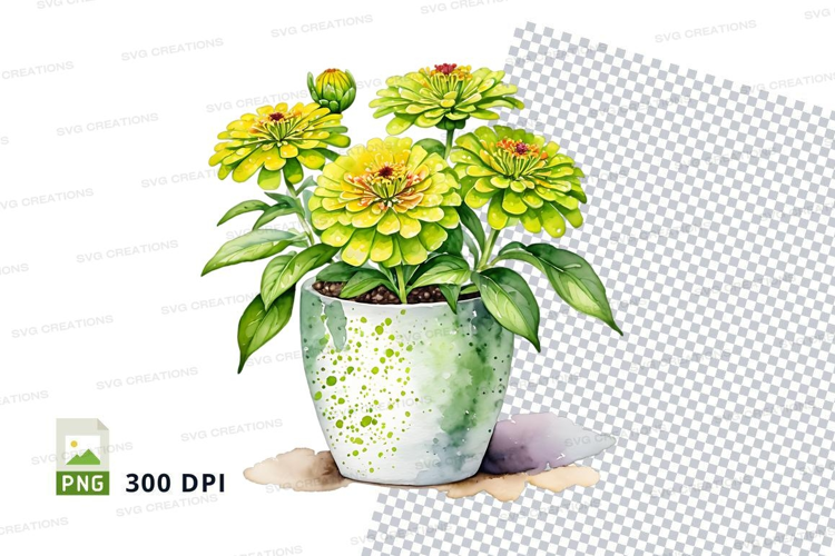 Flower pot with yellow flowers mockup