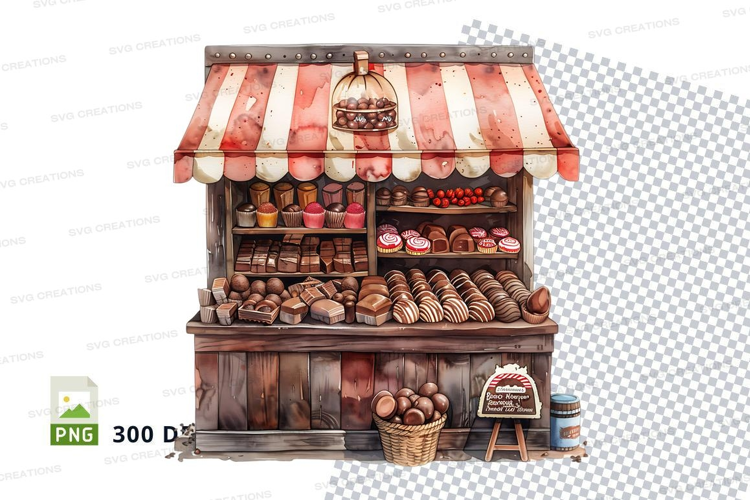 Bakery stall mockup with bread and pastries