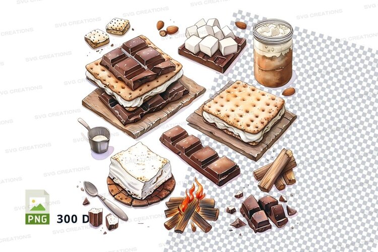 Clipart png of s'mores and chocolate example image 1