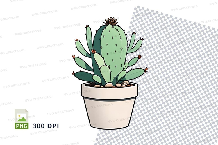 Clipart illustration of a cactus in a pot