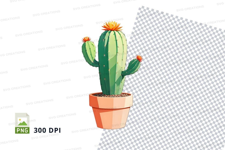 Cactus in terracotta pot clipart png