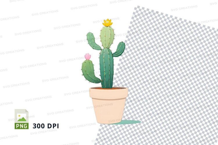 Cactus in pot clipart png example image 1