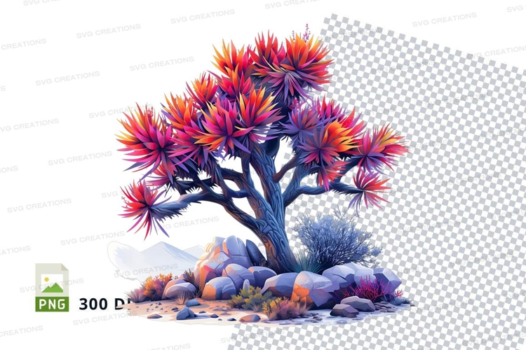 Desert landscape with joshua tree clipart png
