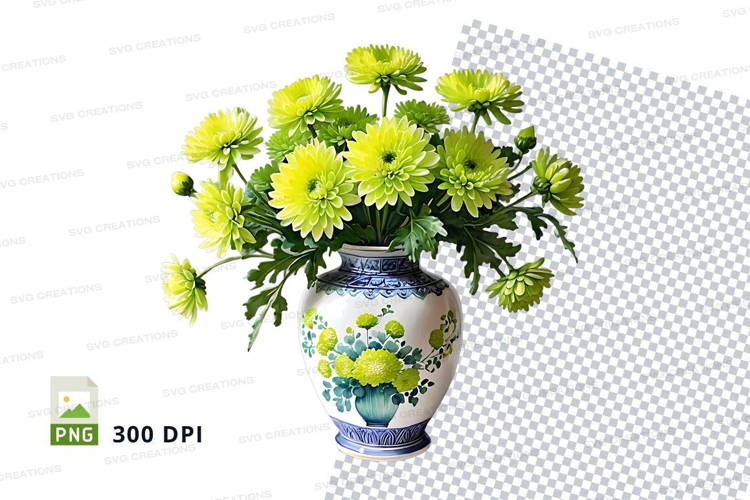 Floral bouquet in decorative vase mockup