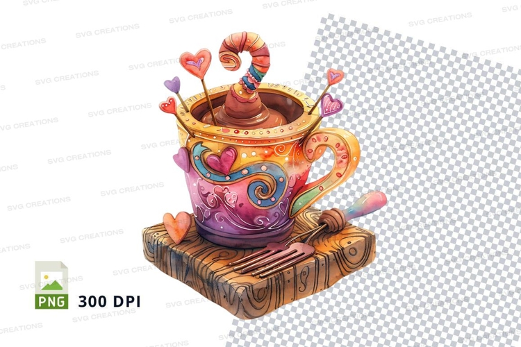 Colorful heart-themed coffee mug mockup