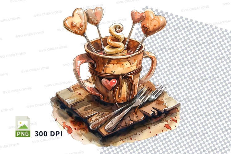 Brown ceramic mug with heart design mockup