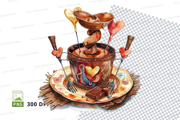 Chocolate fountain with hearts and candies mockup