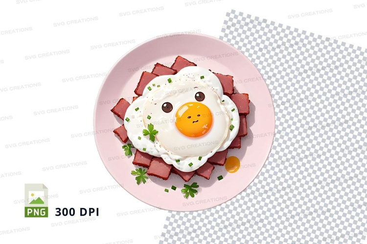 Cute cartoon egg on ham clipart