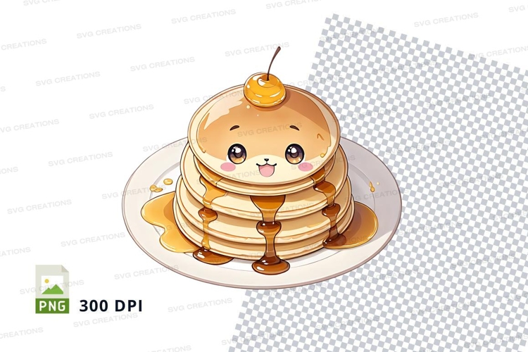 Cartoon bear face pancake stack clipart png