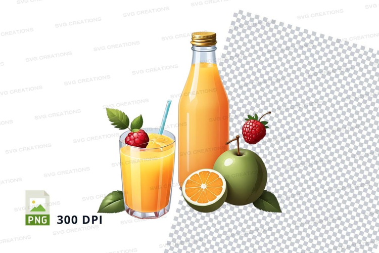 Orange juice bottle and glass mockup