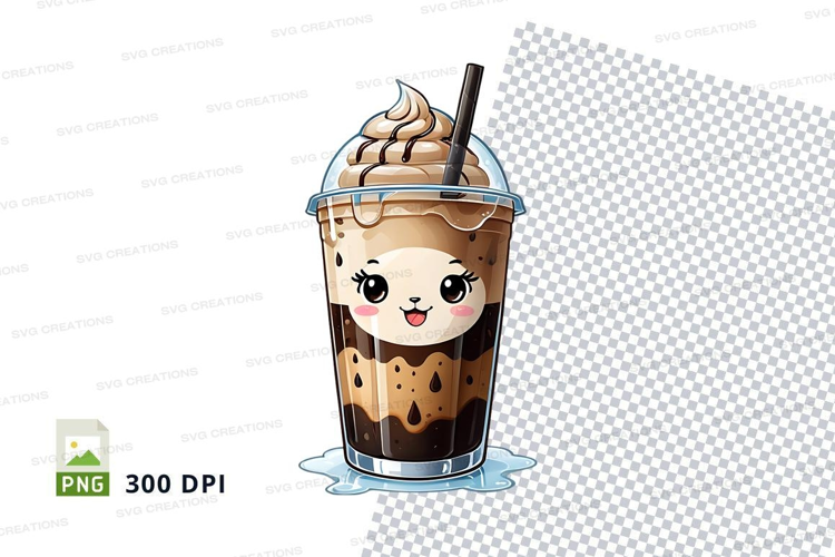 Cute cartoon iced coffee cup mockup