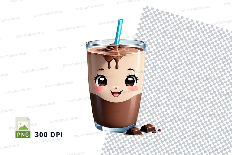 Chocolate milkshake mockup with cartoon face