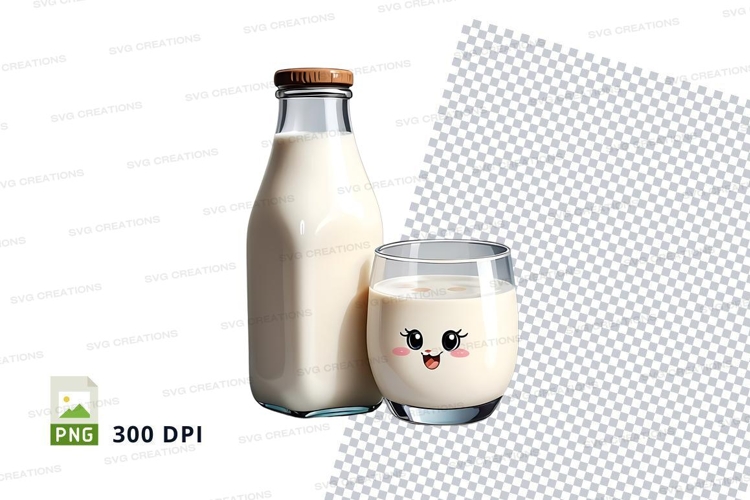 Milk bottle and glass mockup