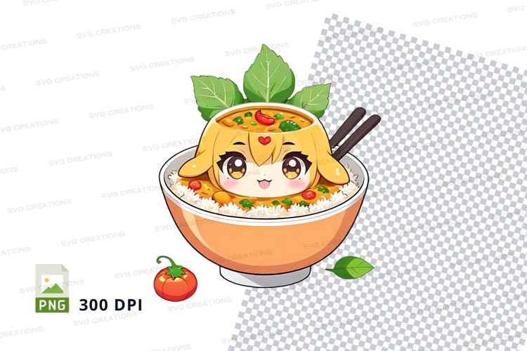Cartoon character in a bowl of rice mockup