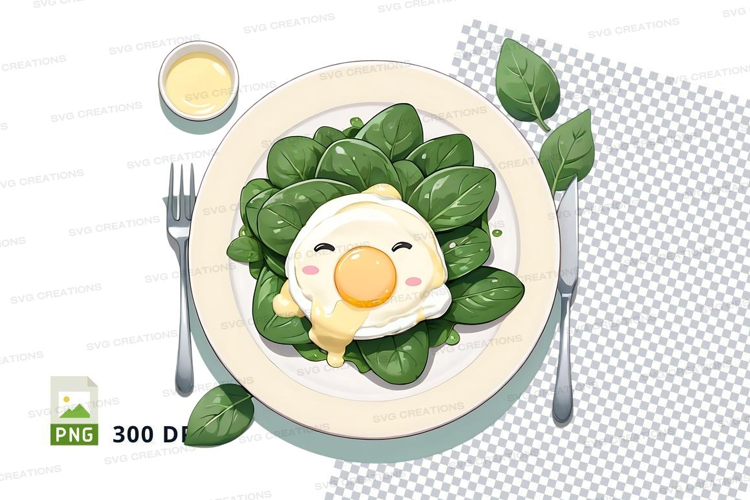 Plate mockup with spinach and fried egg