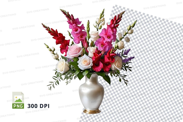Flower bouquet in vase clipart png