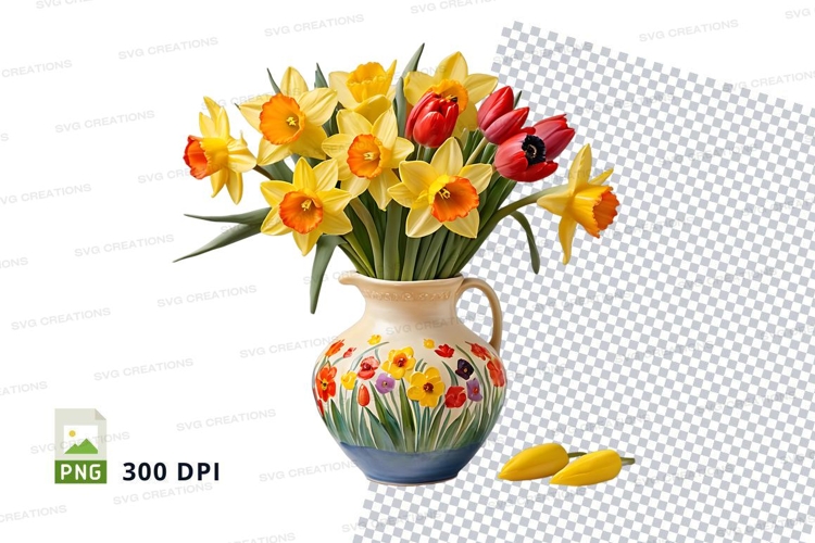 Decorative vase with flowers mockup