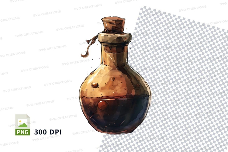 Brown glass potion bottle mockup