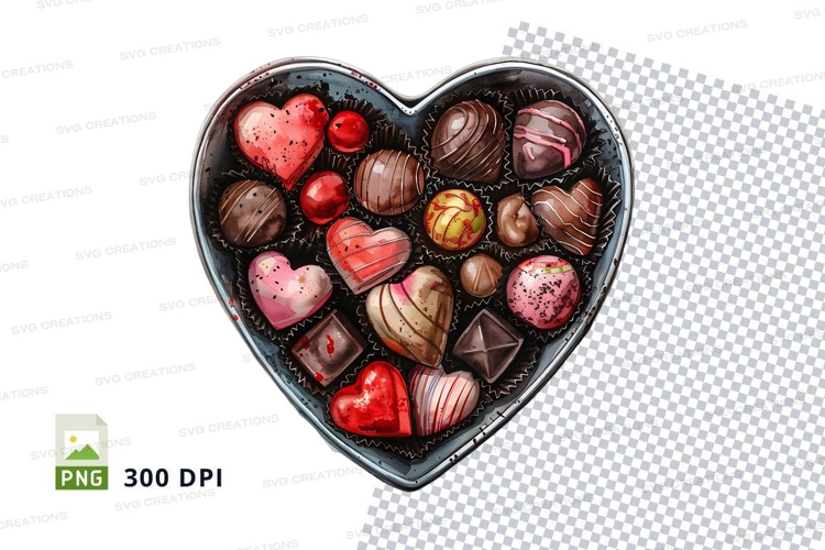 Heart-shaped box of assorted chocolates mockup