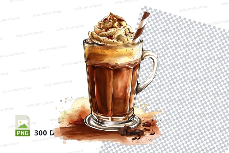 Iced coffee mug mockup with whipped cream