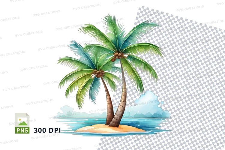 Tropical beach scene with palm trees