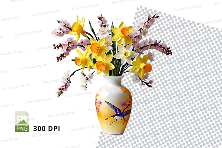 Flower bouquet in vase mockup example image 1