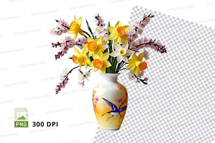 Flower bouquet in vase mockup