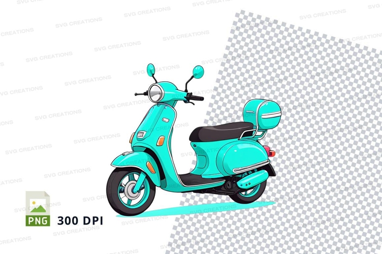 Turquoise vespa scooter clipart png
