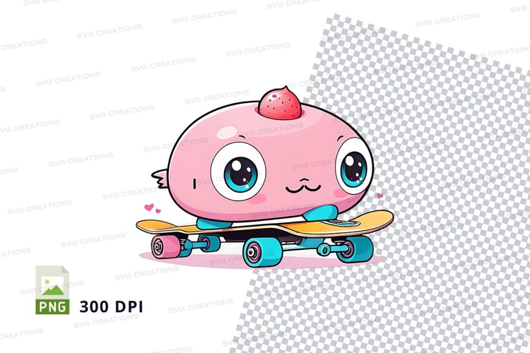 Cartoon unicorn on skateboard clipart png