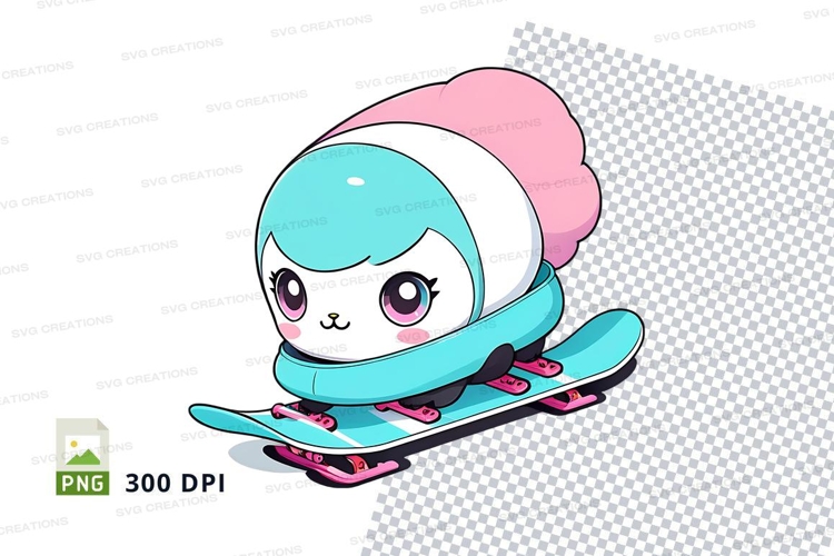 Cartoon character skateboard mockup