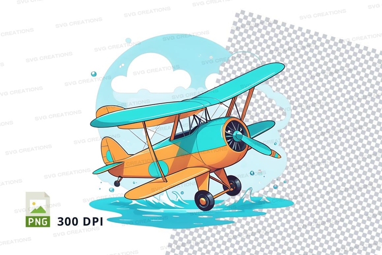 Vintage biplane illustration mockup