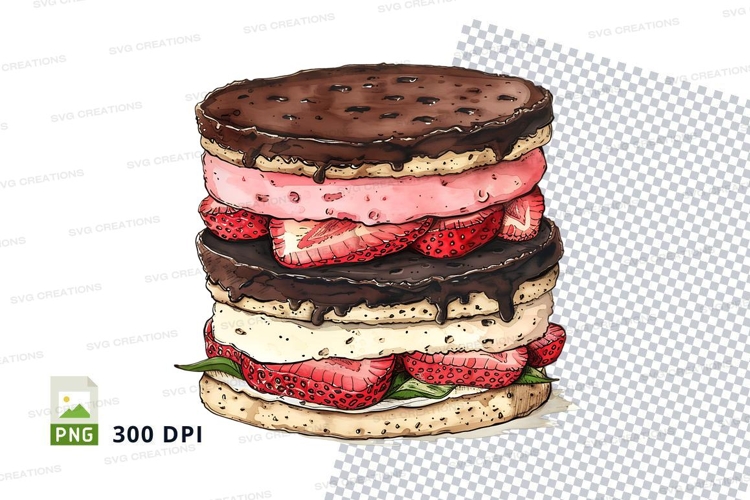 Clipart png of strawberry ice cream sandwich stack