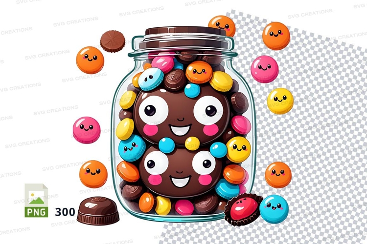 Jar of colorful candy mockup