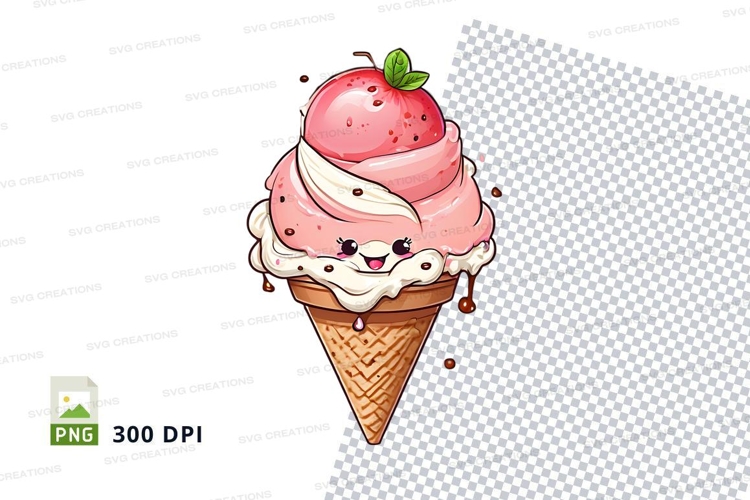 Strawberry ice cream cone clipart png