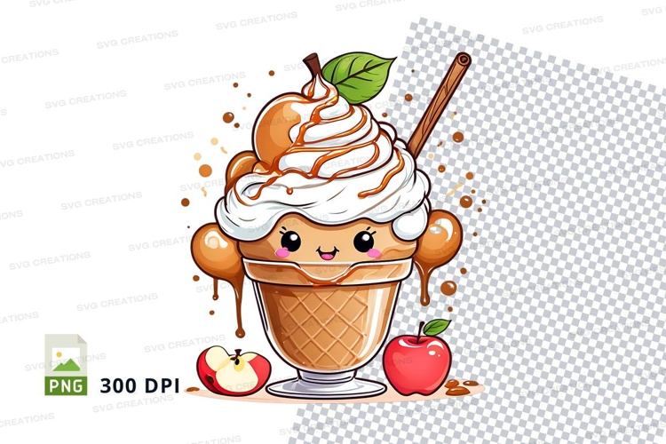 Caramel apple ice cream cone clipart png