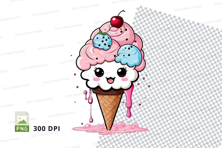 Cute cartoon ice cream cone clipart