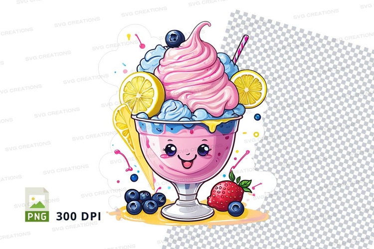 Cartoon ice cream sundae clipart png