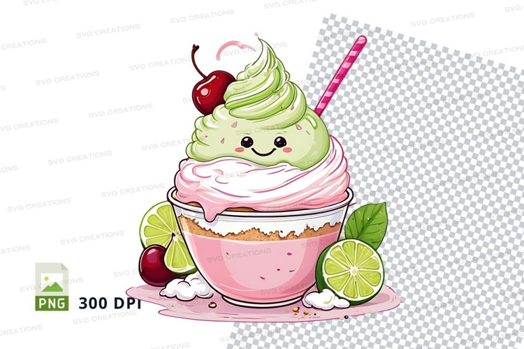 Cute cartoon ice cream sundae clipart png