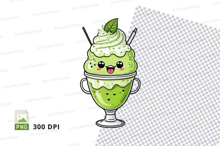 Cartoon mint ice cream sundae clipart png